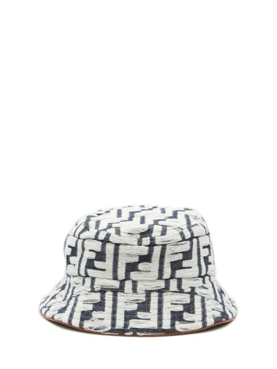 Fendi Monogrammed Denim Bucket Hat In Blue