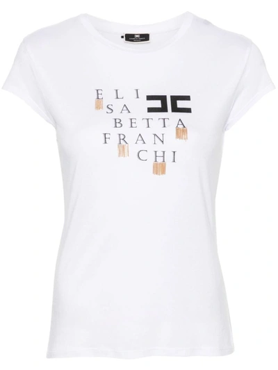 Elisabetta Franchi Chain-embellished T-shirt In White