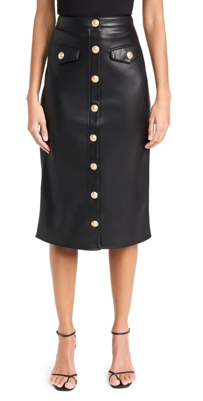 L Agence Milan Faux Leather Midi Skirt In Black