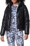MARC NEW YORK HOODED FAUX LEATHER PUFFER JACKET