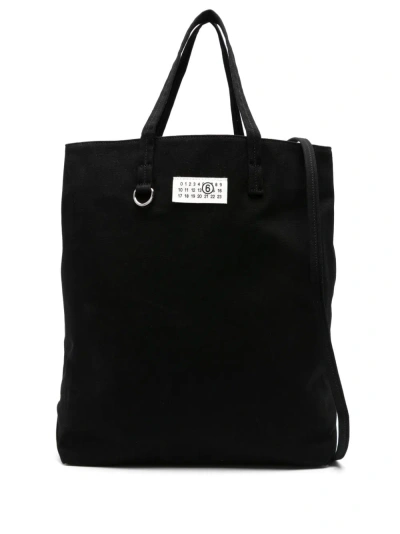 Mm6 Maison Margiela Large Canvas Tote Bag In Black