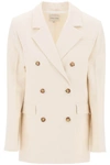Loulou Studio Gora Doppelreihiger Blazer Aus Twill Aus Einer Baumwollmischung In White