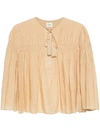 Isabel Marant Étoile Axeliana Pintuck-detail Blouse In Beige