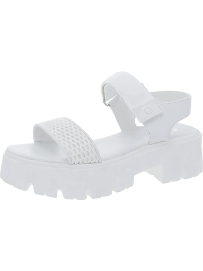 Gbg Los Angeles Premia Womens Ankle Strap Lugged Sole Slide Sandals In White