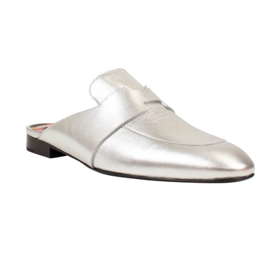 Pre-owned Hermes Silver Leather Catena Gris Argente Vielli Mules In Multi