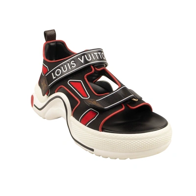 Pre-owned Louis Vuitton Black And Red Archlight Sandals In Multi