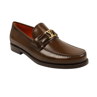 Pre-owned Louis Vuitton Cognac Brown Leather Major Loafers In Multi
