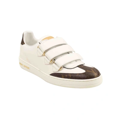 Pre-owned Louis Vuitton White Leather Front Row Sneakers In Multi