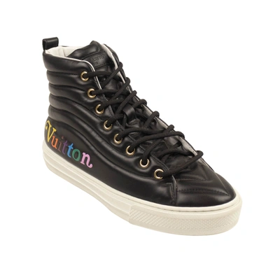 Pre-owned Louis Vuitton Black Leather Stellar High Top Sneakers In Multi