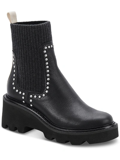 Dolce Vita Hoven Womens Leather Studded Chelsea Boots In Black