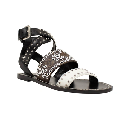Pre-owned Louis Vuitton Black And White Passenger Cross Flat Sandals In Multi