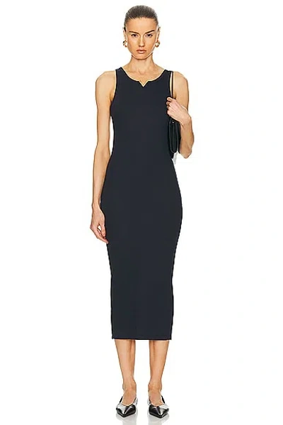 Valentino Cotton Ribbed Jersey Midi Dress In Navy