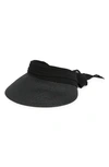 VINCE CAMUTO CHIFFON TIE BOW STRAW VISOR