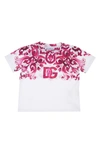 Dolce & Gabbana Majolica-print Logo T-shirt In Fuchsia Multiprint