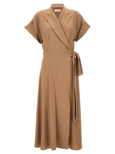 Alberto Biani Wrap Dress In Beige