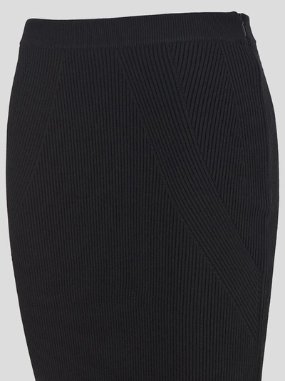 Alexander Mcqueen Ribbed Midi Skirt In Black