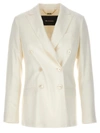 Kiton Double-breasted Blazer With Front Pockets And Back Vent In White