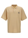 Maison Kitsuné Fox Head Patch Polo Shirt In Beige