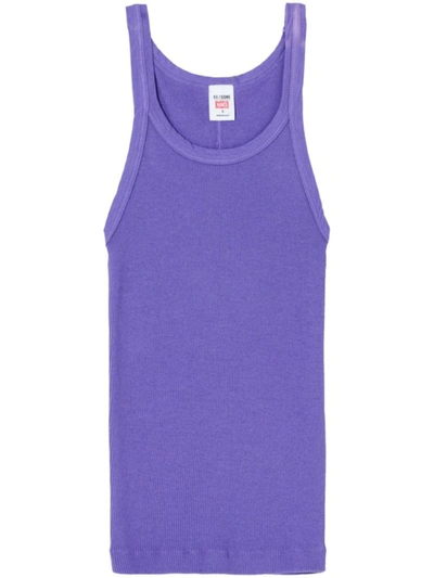 Re/done Ribbed Cotton Tank Top In Purple