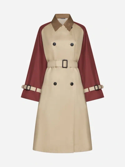Weekend Max Mara Canasta Cotton-blend Trench Coat In Honey,multicolor