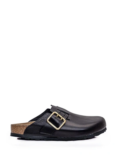 Birkenstock Boston Bold Leather Slippers In Black