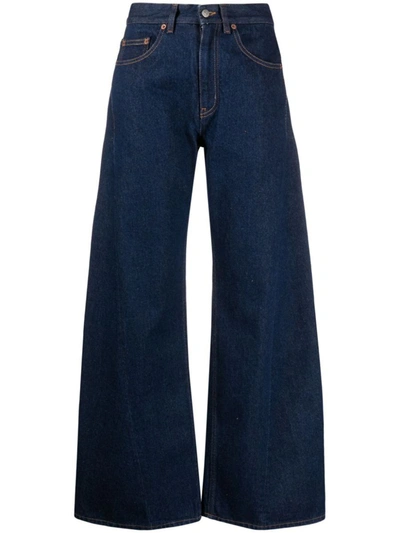 Mm6 Maison Margiela Logo Patch Flared Jeans In Blue