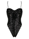 OSEREE OSÉREE HIGH-LEG SWIMSUIT EMBELLISHED WITH SEQUINS