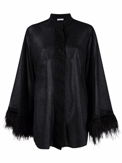 Oseree Metallic Stitched Blouse In Black