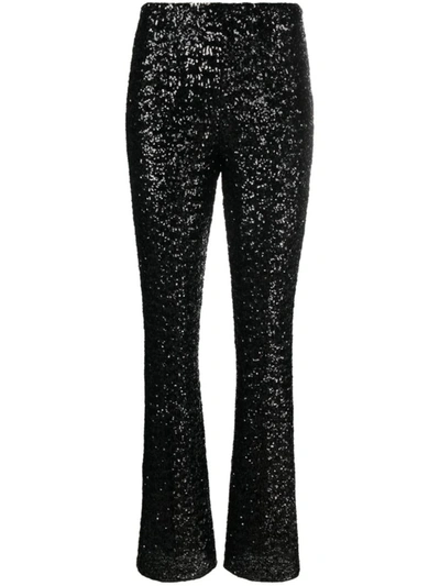 Oseree Sequin-embellished Wide-leg Trousers In Black