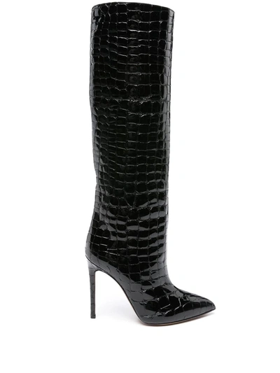 Paris Texas 115mm Crocodile Effect Boots In Black