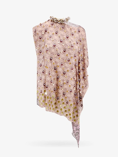 Dries Van Noten Womens Blush Abstract-pattern Sequin-embellished Silk Top In Multicolor
