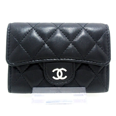 Pre-owned Chanel Matrasse Black Leather Wallet  ()