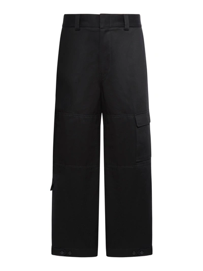 Gucci Cargo Trousers In Cotton Drill With Patch In Black