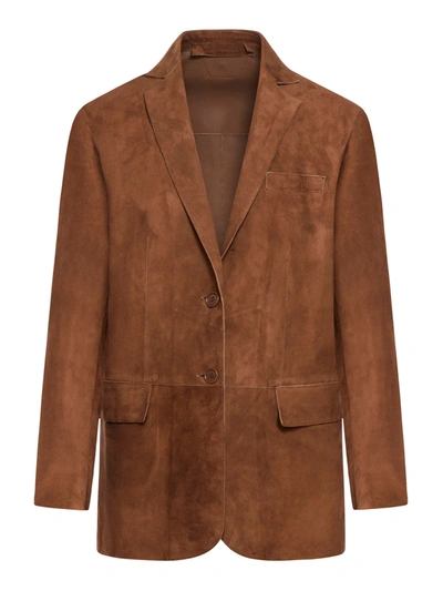 Salvatore Santoro Leather Blazer In Brown