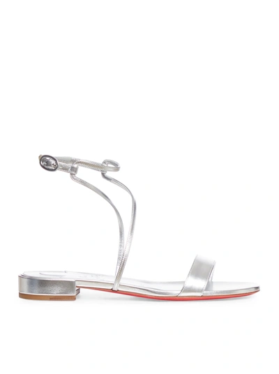 Christian Louboutin Miss Choca Ankle Strapped Metallic Sandals In Lin Silver