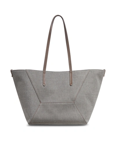 Brunello Cucinelli Shopping Bag In Grey