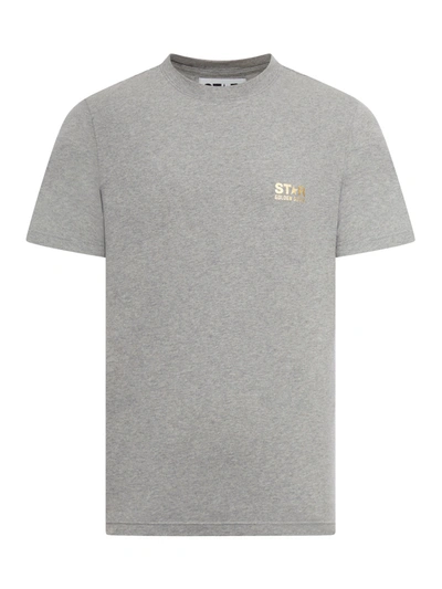 Golden Goose Star M`s Regular T-shirt / Logo/ Big Star Back/ Mylar In Grey