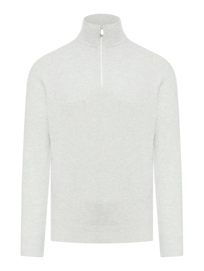 Brunello Cucinelli Turtleneck Zip Sweater In Grey