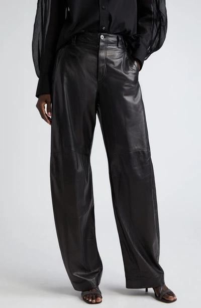 Brunello Cucinelli Wide-leg Leather Pants In C101 Black