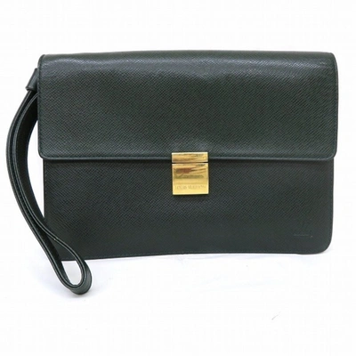 Pre-owned Louis Vuitton Selenga Green Leather Clutch Bag ()