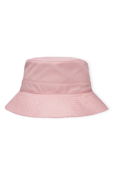Ganni Recycled Polyester Bucket Hat In Pink Nectar