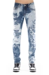 CULT OF INDIVIDUALITY ROCKER RIPPED BLEACHED SLIM FIT JEANS