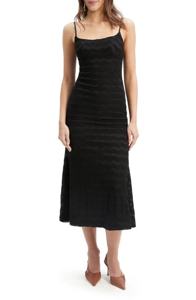 Bardot Adoni Zigzag Lace Midi Slipdress In Black