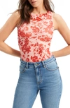 BARDOT FELICIA FLORAL RUCHED MESH TOP