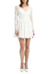 Bardot Ellie Corset Long Sleeve Lace Minidress In Ivory