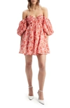 Bardot Lani Floral Off The Shoulder Minidress In Red