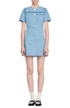 Sandro Button-up Tweed Dress In Blue