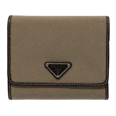 Prada Canvas Wallet () In Beige