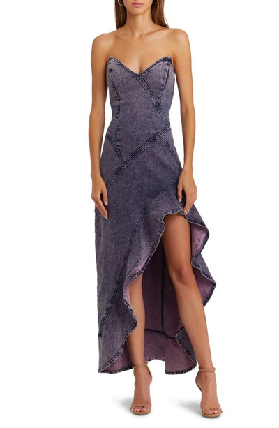 Amanda Uprichard Symone Strapless Denim Dress In Pink Acid