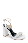 Badgley Mischka Calida Ankle Strap Satin Sandal In Soft White